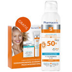 Pharmaceris S, emulsione protettiva per neonati e bambini, SPF 50+, 150 ml + Set, emulsione solare, SPF 50+, 10 ml + crema, campione gratuito