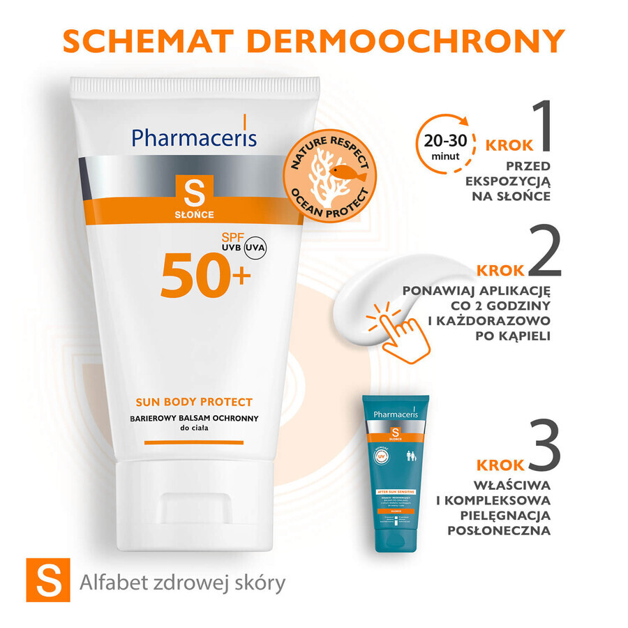 Pharmaceris S Sun Body Protect, lozione protettiva per il corpo, SPF 50+, 150 ml + Set, emulsione solare, SPF 50+, 10 ml + crema, campione gratuito