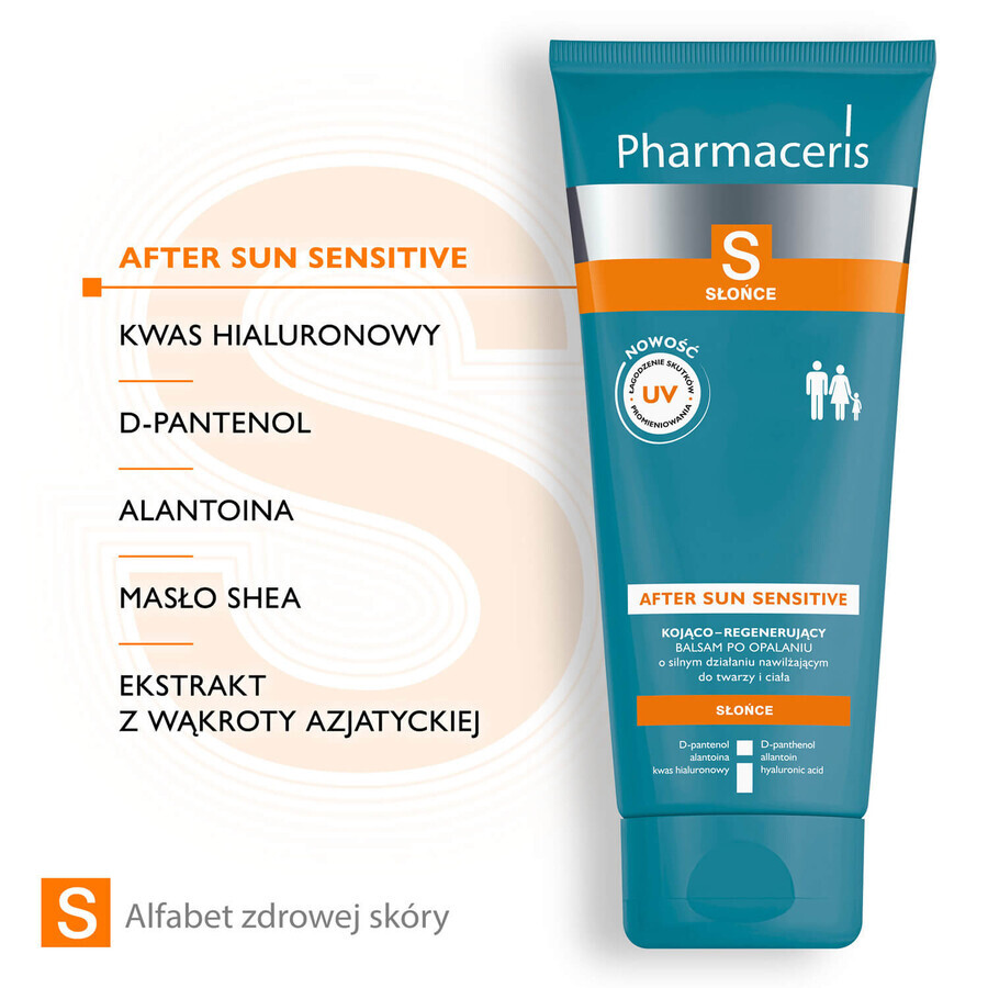 Pharmaceris S, Beruhigende und regenerierende After-Sun-Lotion, 200 ml + Set, Sonnenschutzemulsion, SPF 50+, 10 ml + Creme, Gratisprobe