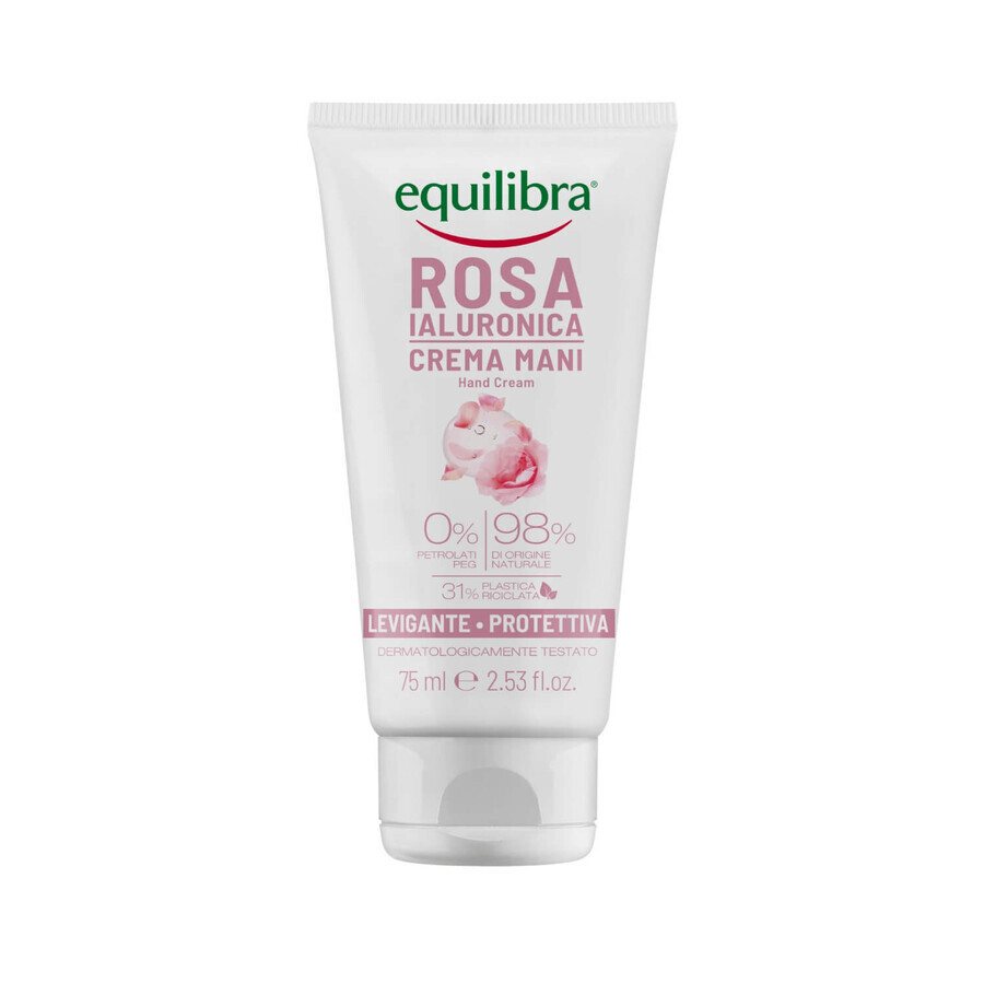 Equilibra Rosa, Rosenhandcreme mit Hyaluronsäure, 75 ml