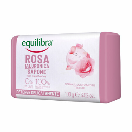 Equilibra Rosa, săpun de trandafiri cu acid hialuronic, 100 g