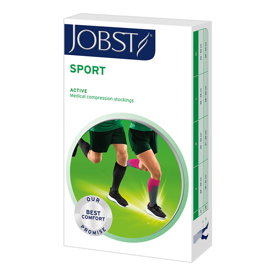 Jobst Sport, chaussettes de compression pour le sport, 20-30 mmHg, taille M, gris/graphite