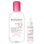 Set Bioderma Sensibio, ser hidratant facial calmant, piele sensibilă, 30 ml + apă micelară, piele sensibilă, 250 ml