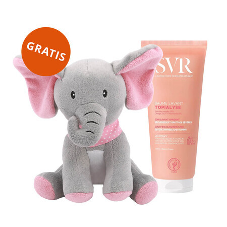 SVR Topialyse Baume Lavant, loțiune hrănitoare de curățare pentru pielea foarte uscată și atopică, 200 ml + mascotă de pluș gratuit