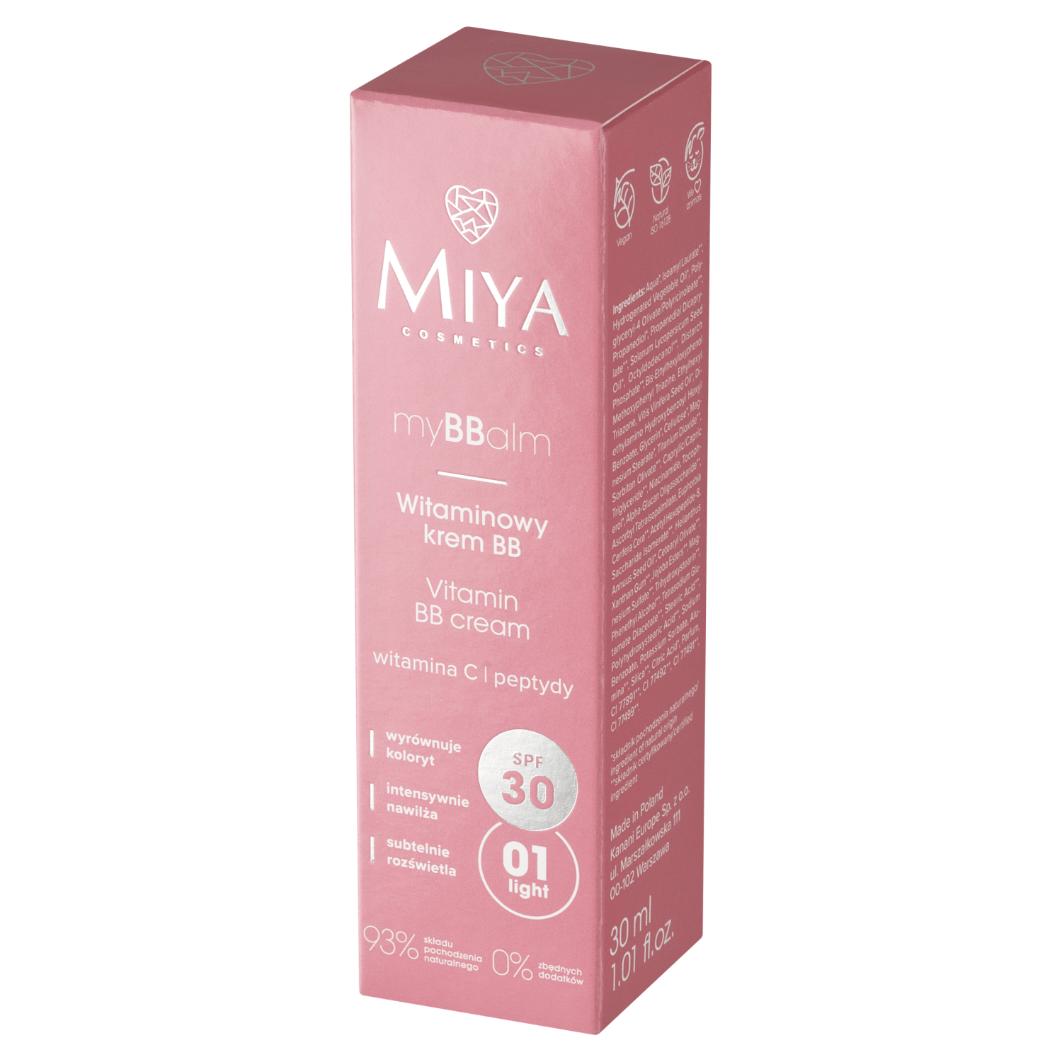 Miya myBBalm, cremă BB cu vitamine, SPF 30, 01 light, 30 ml