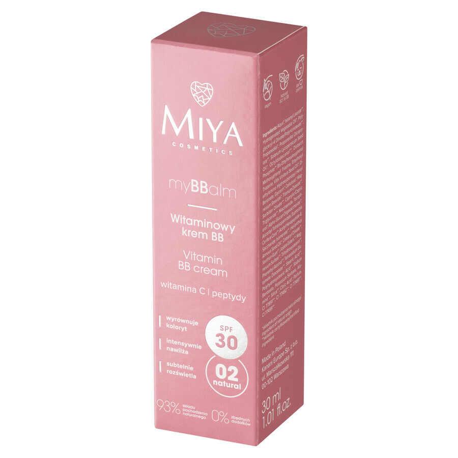 Miya myBBalm, Vitamin BB Creme, SPF 30, 02 natürlich, 30 ml