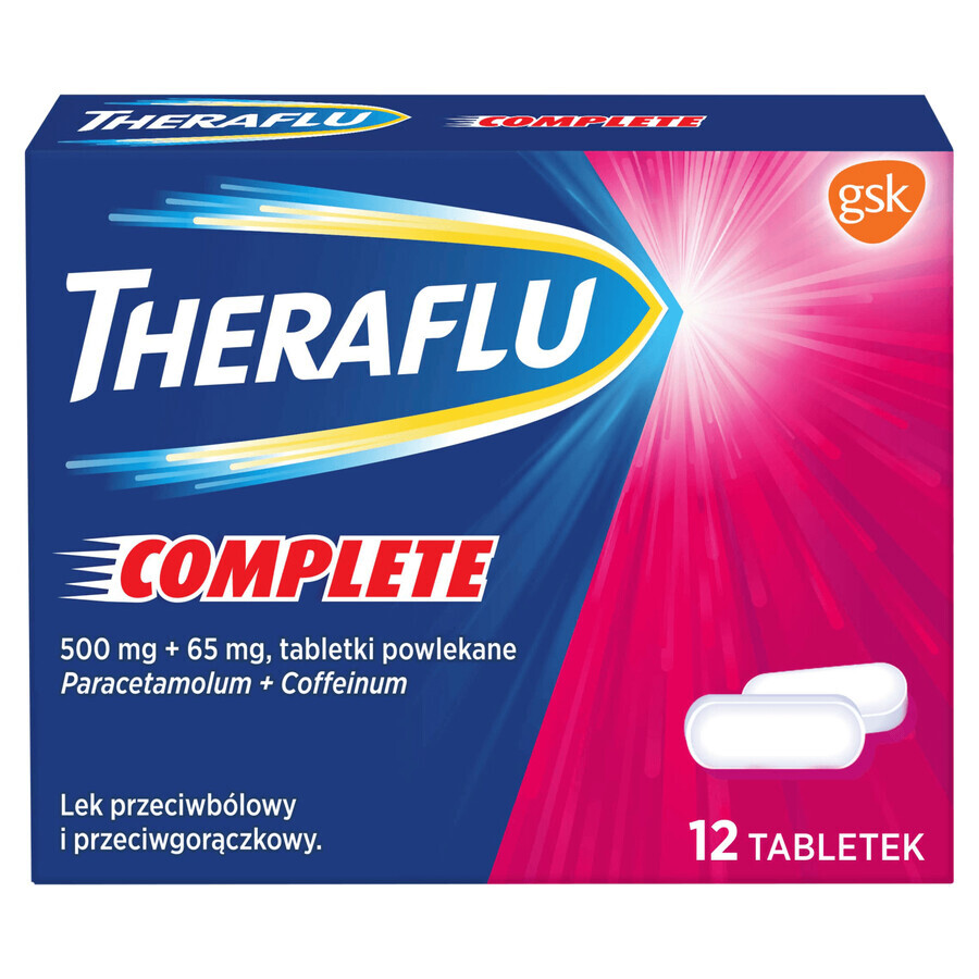 Theraflu Complete 500 mg + 65 mg, 12 comprimate filmate