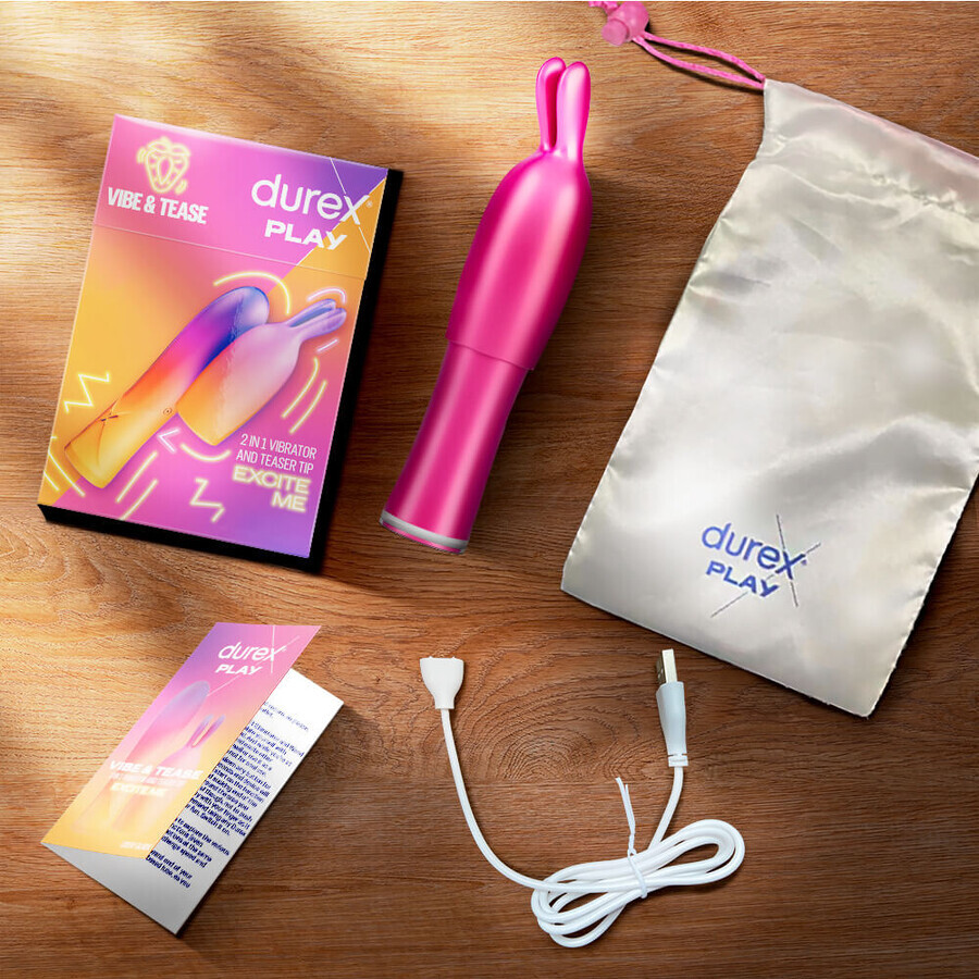 Durex Play Vibe &amp; Tease, vibrator 2 în 1 cu vârf stimulant