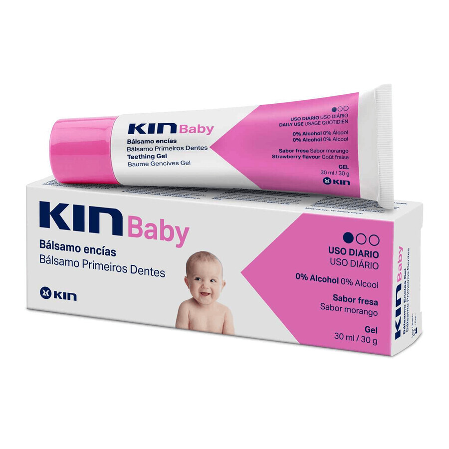 Kin Baby, gel pentru dentiția bebelușilor, aromă de căpșuni, 30 ml