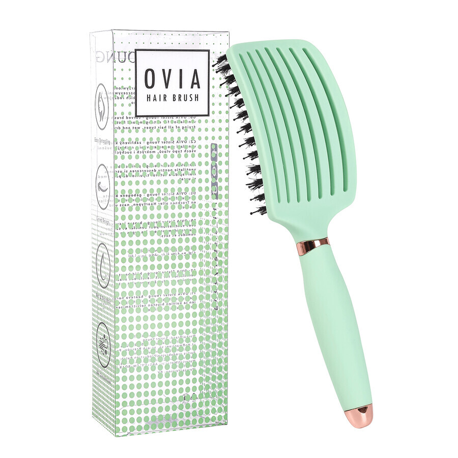 Sister Young, hair brush with natural hair, Ovia Fresh Mint, 1 pc