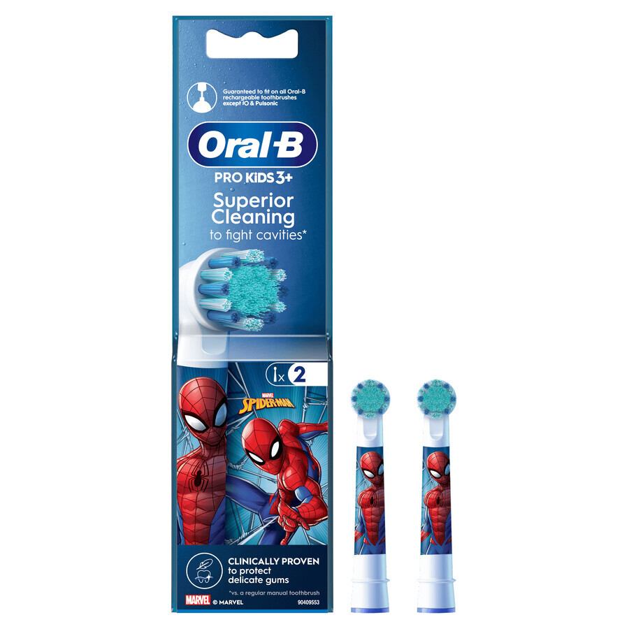 Oral-B Pro Kids, sfaturi periuță de dinți electrică, Spiderman, peste 3 ani, ultra moale, 2 bucăți