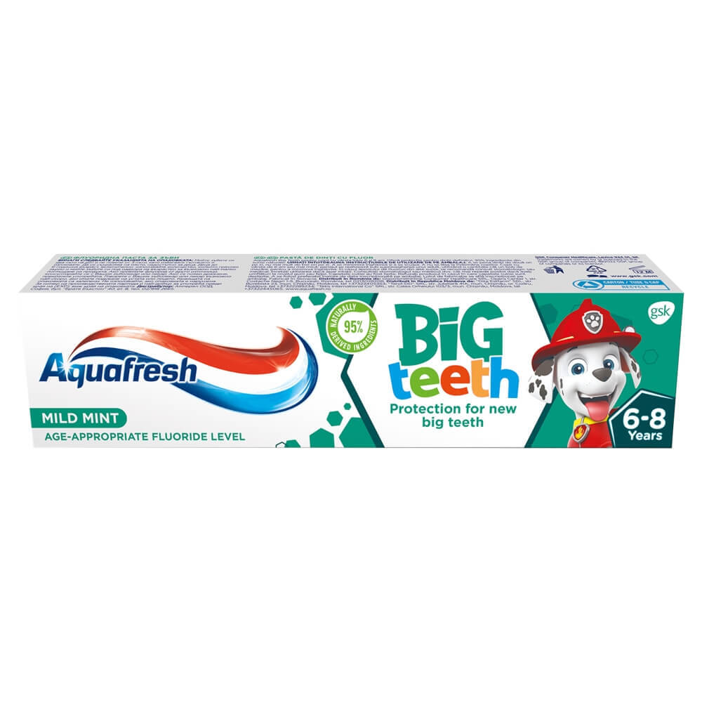 Aquafresh Big Teeth, pastă de dinți pentru copii, 6-8 ani, Psi Patrol, 50 ml