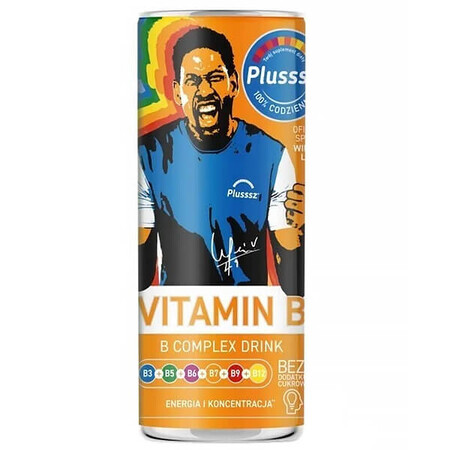 Plusssz Vitamin B Complex Drink, băutură carbogazoasă, aromă de portocale și lămâie, 250 ml