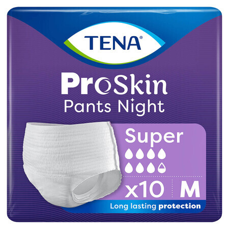 Tena Pants ProSkin Night, bragas absorbentes, talla M, 80-110 cm, Super, 10 unidades