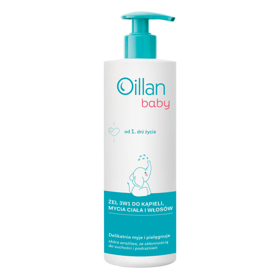 Set Oillan Baby, Bade-, Körper- und Haargel 3in1, ab dem ersten Lebenstag, 2 x 400 ml