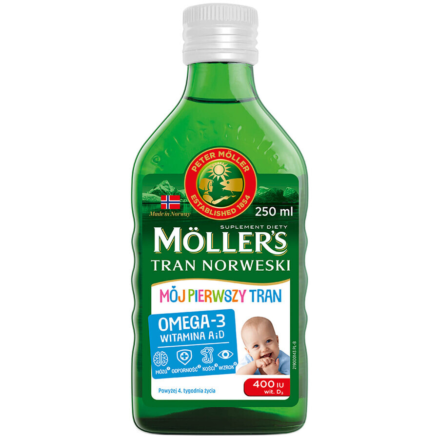 Moller's My First Juego de aceite de hígado de bacalao noruego, durante 4 semanas, 2 x 250 ml