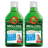 Moller's My First Juego de aceite de hígado de bacalao noruego, durante 4 semanas, 2 x 250 ml