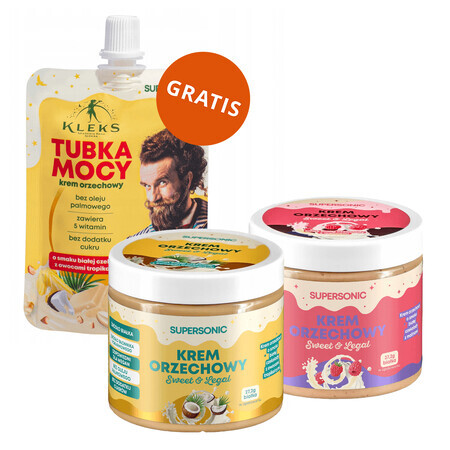 Set Supersonic, crema de avellanas, 160 g + crema de avellanas, 160 g + Power Tube, 50 g gratis