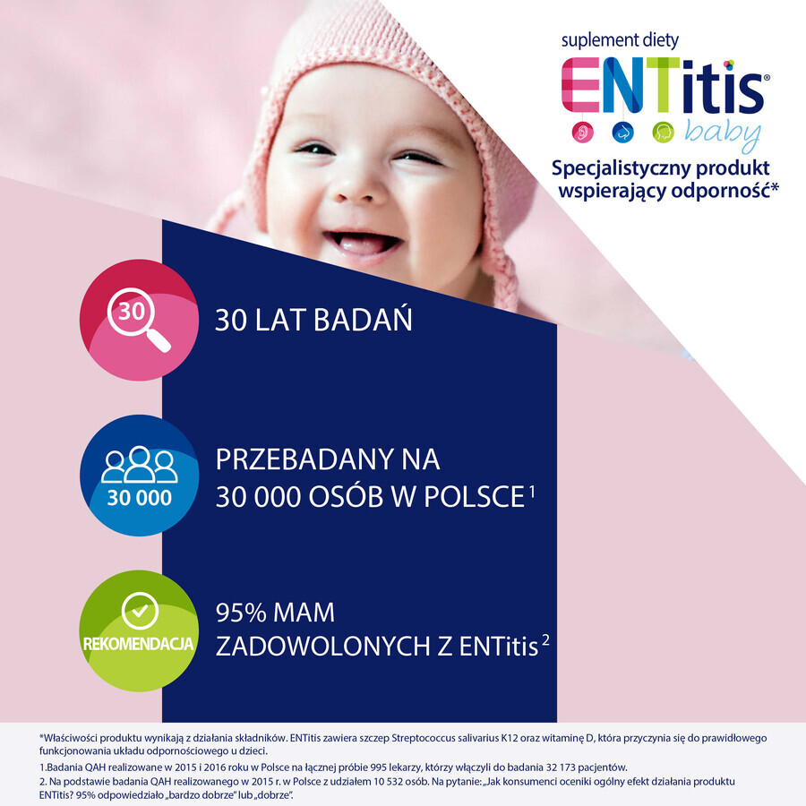 Set ENTitis Baby pentru bebeluși peste 6 luni și copii, aromă de banane, 3 x 30 pliculețe