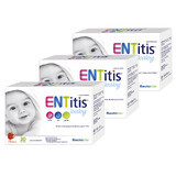 Set ENTitis Baby pentru bebeluși de peste 6 luni și copii, aromă de căpșuni, 3 x 30 pliculețe