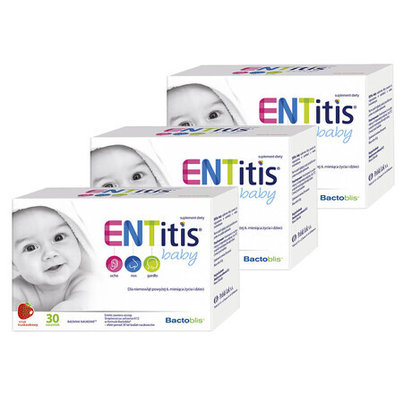 ENTitis Baby set pour bébés de plus de 6 mois et enfants, goût fraise, 3 x 30 sachets