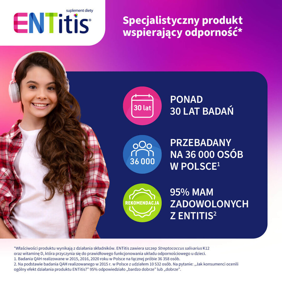 Set ENTitis pentru copii cu vârsta peste 3 ani, aromă tutti frutti, 3 x 30 de pastiluțe