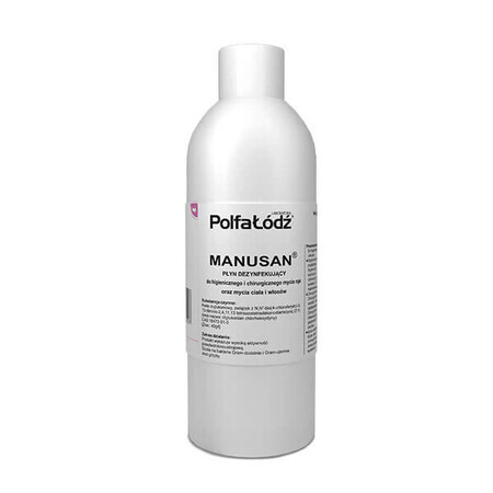 Manusan, liquide désinfectant pour le nettoyage hygiénique et chirurgical des mains, du corps et des cheveux, 500 ml