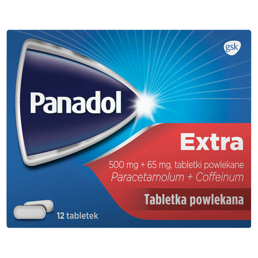 Panadol Extra 500 mg + 65 mg, 12 tabletten