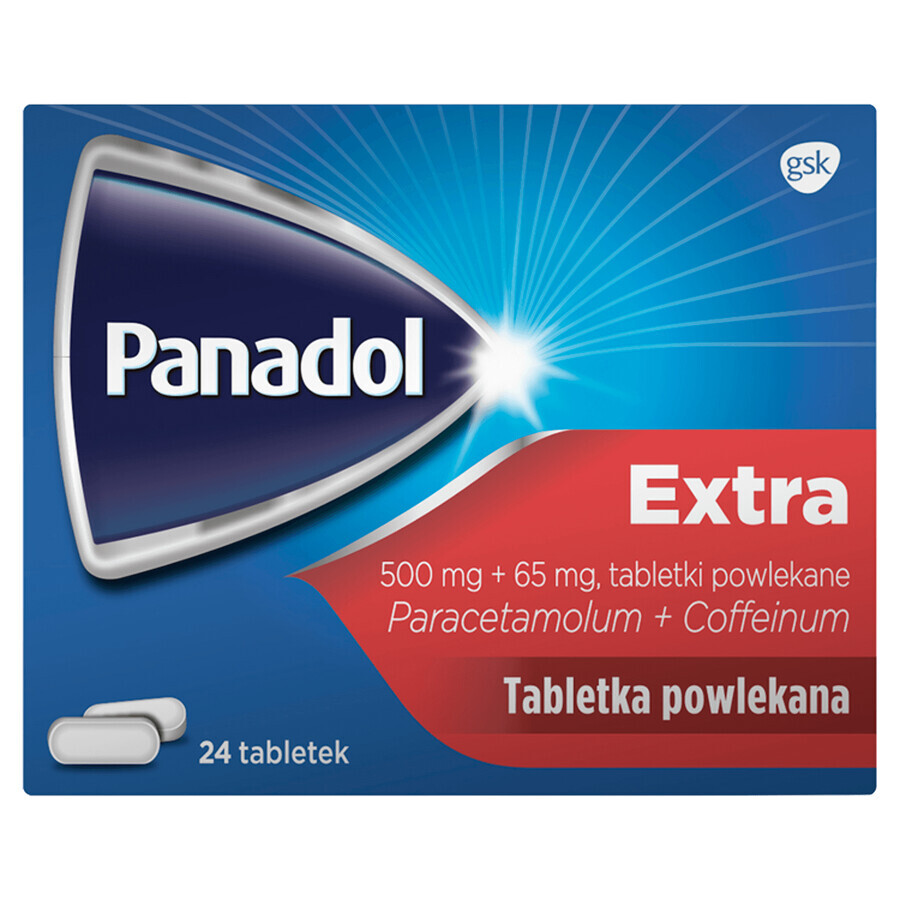 Panadol Extra 500 mg + 65 mg, 24 comprimate filmate