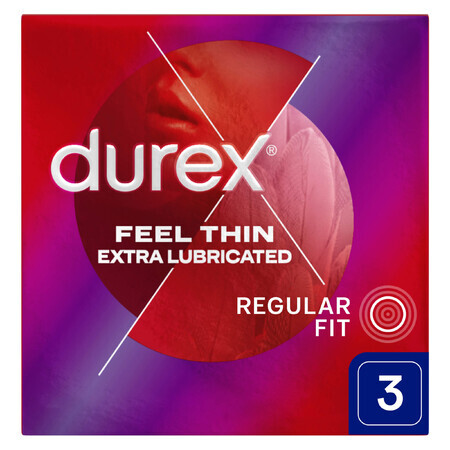 Durex Fetherlite Elite, preservativi con più lubrificante, più sottili, 3 pezzi