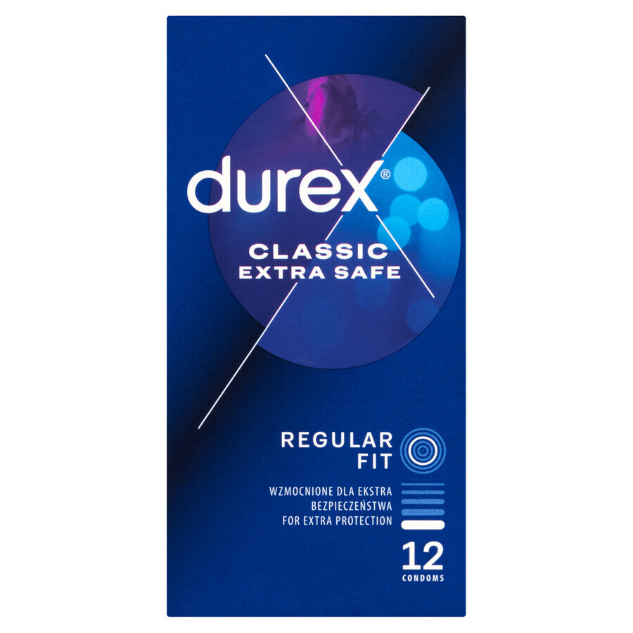 Durex Extra Safe, prezervative cu mai mult lubrifiant, întărite, 12 bucăți