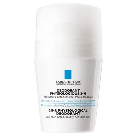 La Roche-Posay, déodorant anti-transpiration 24H roll-on, pH physiologique, peaux sensibles, 50 ml