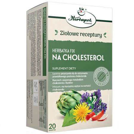 Herbapol Na Colesterol, ceai fix pe bază de plante și fructe, 2 g x 20 pliculețe