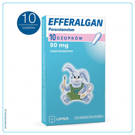 Efferalgan 80 mg, supozitoare rectale, 10 bucăți