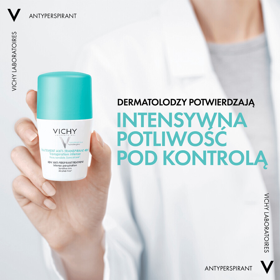 Vichy, roll-on antiperspirant, tratament antiperspirant împotriva transpirației excesive, 48 h, 50 ml