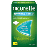 Nicorette Icy White Gum 4 mg, gumă de mestecat medicinală, 105 bucăți