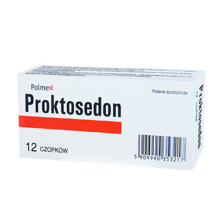 Proktosedon, supositorios rectales, 12 uds.