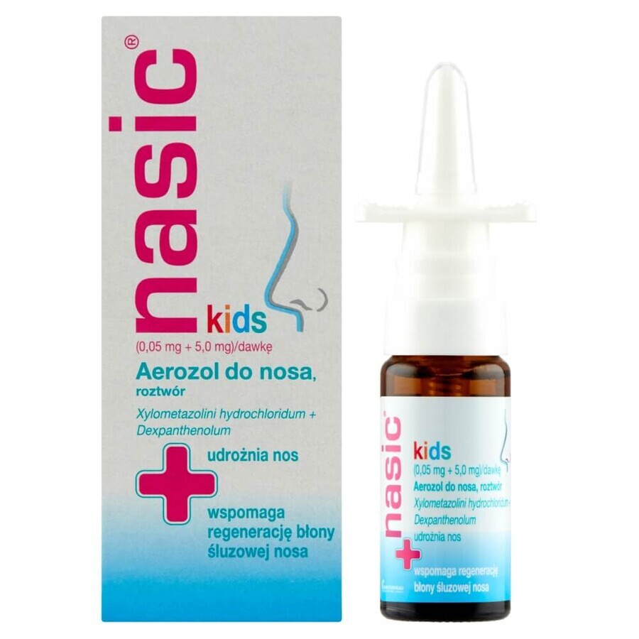 Nasic Kids (0,05 mg + 5 mg)/doză, spray nazal pentru copii cu vârsta cuprinsă între 2 și 6 ani, 10 ml