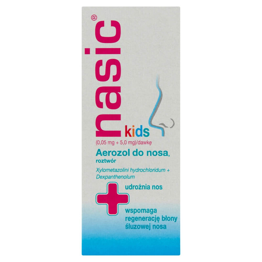 Nasic Kids (0,05 mg + 5 mg)/doză, spray nazal pentru copii cu vârsta cuprinsă între 2 și 6 ani, 10 ml