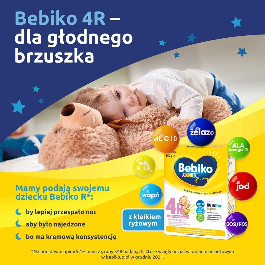 Bebiko 4R Junior, fórmula nutritiva a base de leche, a partir de los 2 años, 350 g