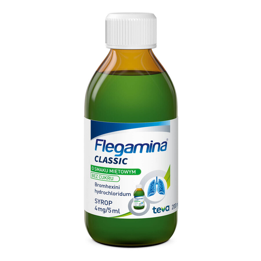 Flegamina Classic cu aromă de mentă fără zahăr 4 mg/ 5 ml, sirop, 200 ml