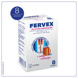 Fervex 500 mg + 200 mg + 25 mg, granulat pentru soluție orală, aromă de zmeură, 8 plicuri