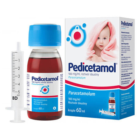 Pedicetamol 100 mg/ml, soluție orală pentru copii și sugari de la naștere, 60 ml