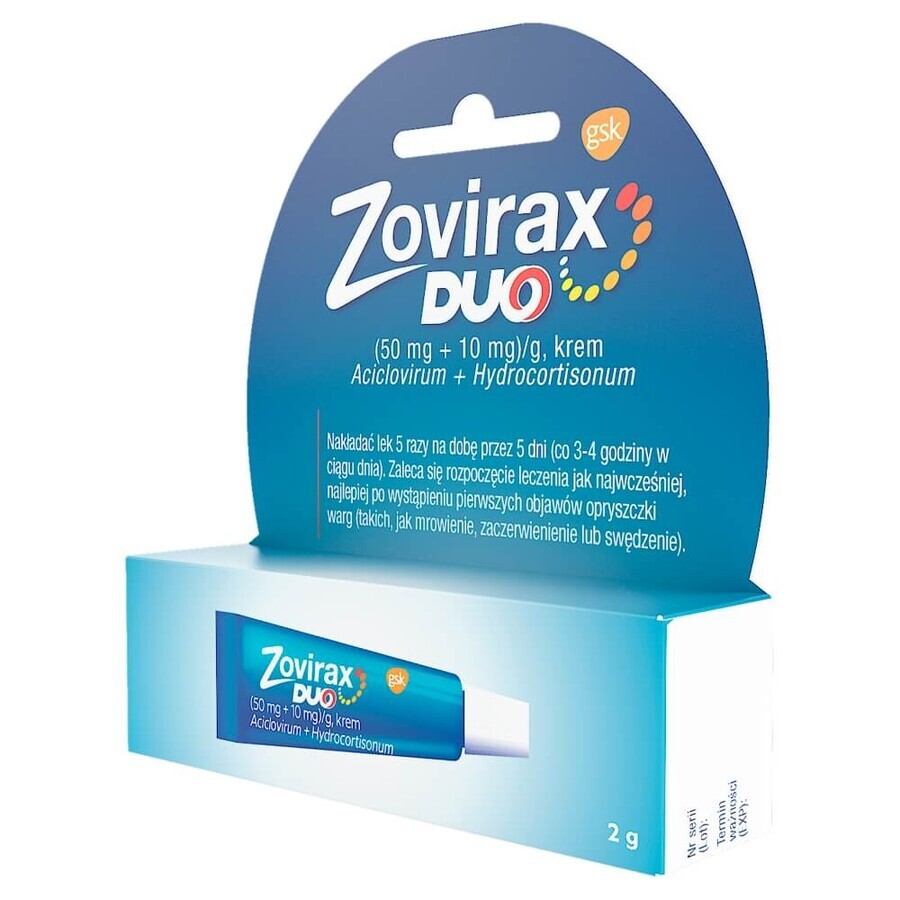 Zovirax Duo (50 mg + 10 mg)/g, cremă, 2 g 