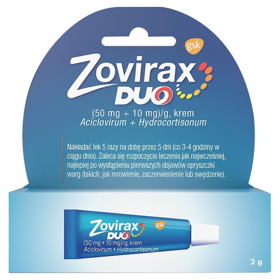 Zovirax Duo (50 mg + 10 mg)/g, cremă, 2 g 