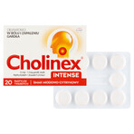 Cholinex Intense 2,5 mg + 1,2 mg, aromă de miere și lămâie, 20 pastile tari