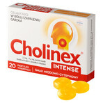 Cholinex Intense 2,5 mg + 1,2 mg, aromă de miere și lămâie, 20 pastile tari