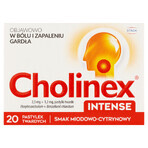 Cholinex Intense 2,5 mg + 1,2 mg, aromă de miere și lămâie, 20 pastile tari