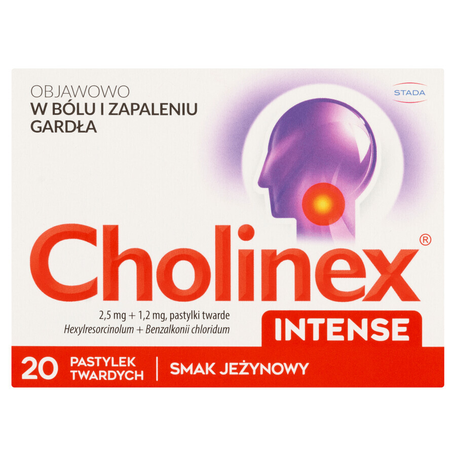 Cholinex Intense 2,5 mg + 1,2 mg, aromă de mure, 20 pastile tari