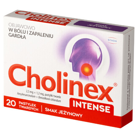 Cholinex Intense 2,5 mg + 1,2 mg, aromă de mure, 20 pastile tari